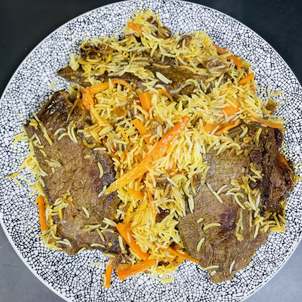 pilav recept, Uzbaki pulao , Afghaanse rijst, rijst met vlees, Pilaf
